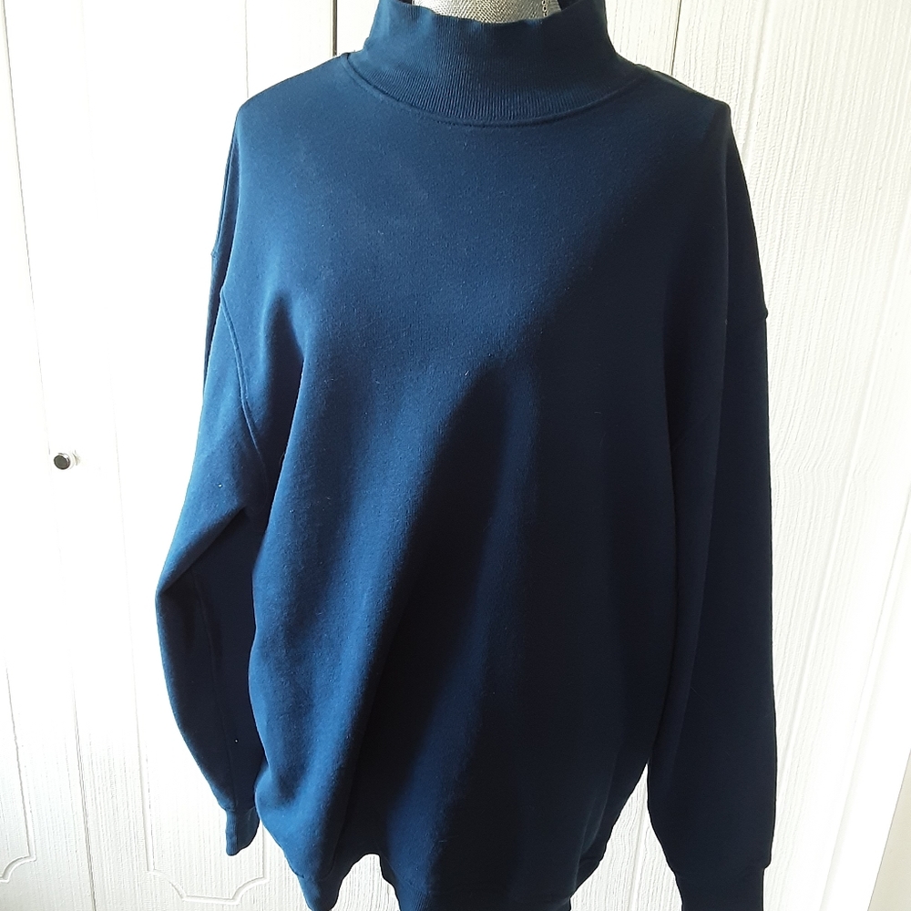 Topshop Navy Blue Mock Neck Sweatshirt